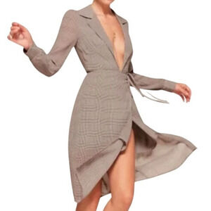 Reformation Salem Wrap Midi Dress in Aberdeen Grey XS New with Tags $248 MSRP